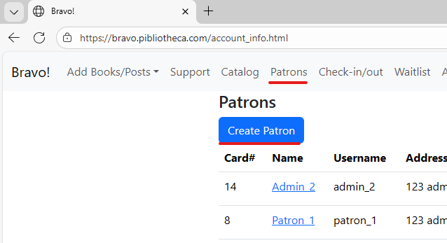 3.2 My New Library - Adding your first Patron.  preview